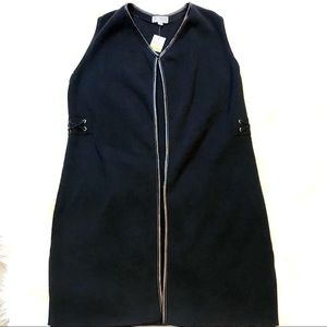 JM Collection Long Vest with Faux-Leather Trim